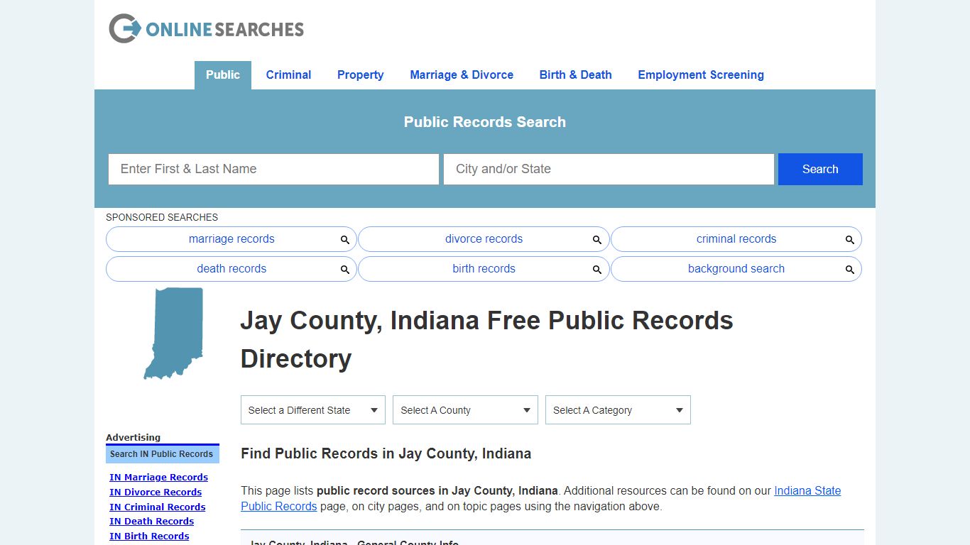 Jay County, Indiana Public Records Directory - OnlineSearches.com