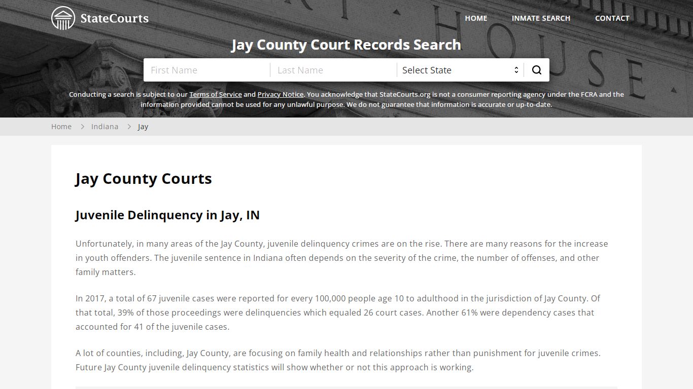Jay County, IN Courts - Records & Cases - StateCourts