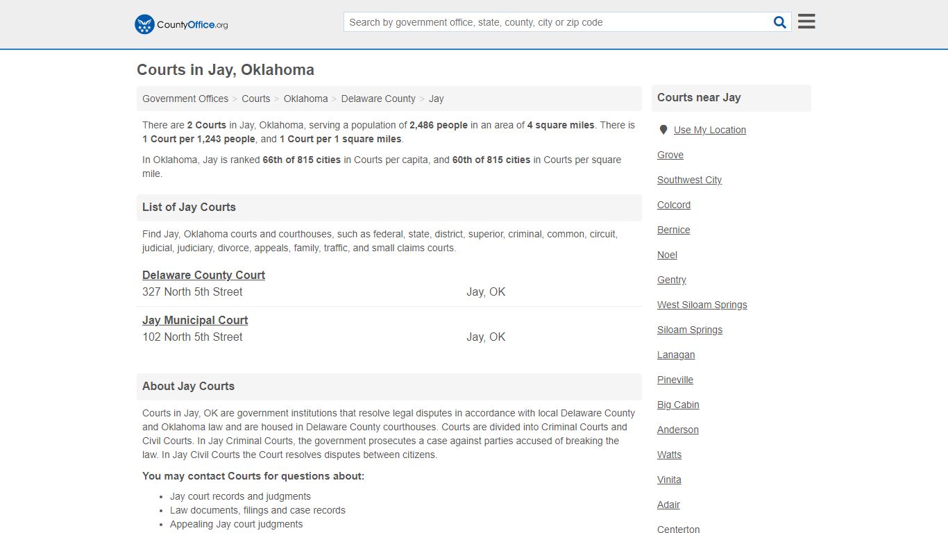 Courts - Jay, OK (Court Records & Calendars)